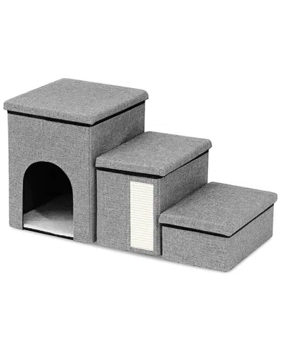 FRESH FAB FINDS FRESH FAB FINDS 3-STEP PET RAMP, HOUSE & SCRATCHER