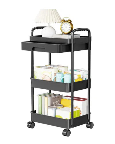 Fresh Fab Finds 3-tier Rolling Utility Cart In Black