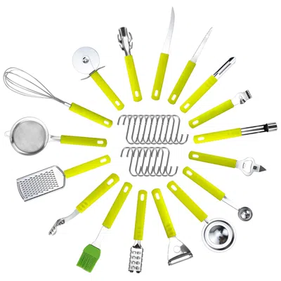 Fresh Fab Finds 34 Pcs Stainless Steel Kitchen Utensils Set In Green