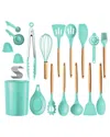 Fresh Fab Finds 35-piece Kitchen Cooking Utensils Set In Green
