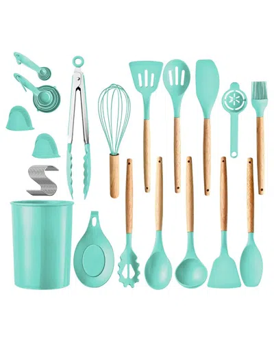 Fresh Fab Finds 35-piece Kitchen Cooking Utensils Set In Green