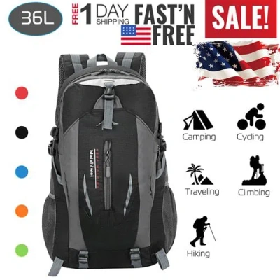 Fresh Fab Finds 36l Outdoor Backpack Waterproof Daypack Travel Knapsack In Black