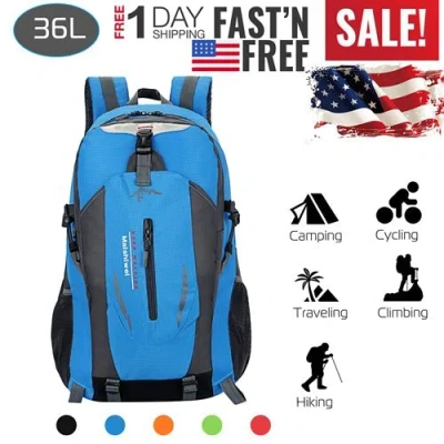 Fresh Fab Finds 36l Outdoor Backpack Waterproof Daypack Travel Knapsack In Blue