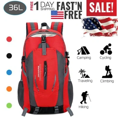 Fresh Fab Finds 36l Outdoor Backpack Waterproof Daypack Travel Knapsack In Red