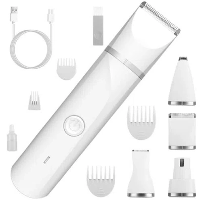 Fresh Fab Finds 4 In 1 Electric Pet Dog Cat Grooming Kit Cordless Rechargeable Pet Hair Trimmer Shaver Set Low Noise In White
