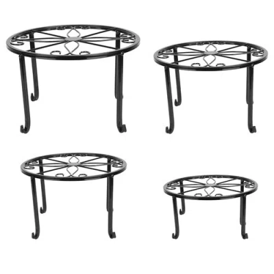 Fresh Fab Finds 4packs Iron Plotted Plant Stands Shelves Heavy Duty Round Flower Pot Holder Rack Home Yard Garden Pa In Black