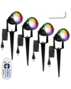Fresh Fab Finds 4pc Color Changing Landscape Spotlights With Remote Control In Black