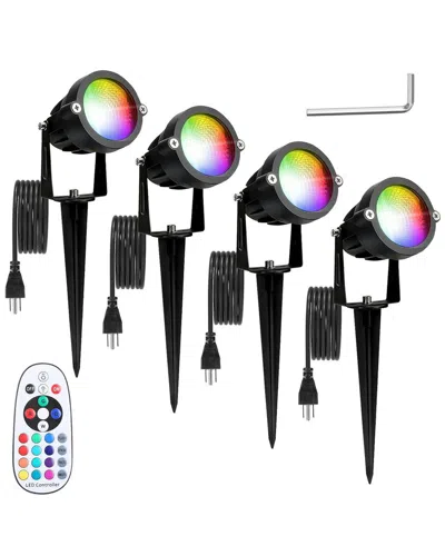 Fresh Fab Finds 4pc Color Changing Landscape Spotlights With Remote Control In Black