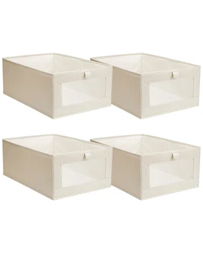 Fresh Fab Finds 4pc Foldable Linen Clothing Storage Bin In Neutral