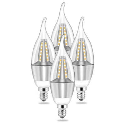 Fresh Fab Finds 4pcs 5w E12 Candelabra Bulbs, 600 Lm, 50w Equivalent, 3000k Warm White, Non-dimmable In Pattern