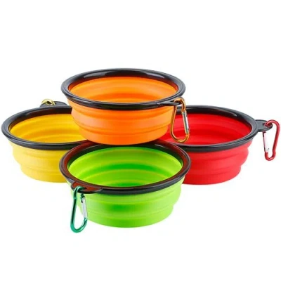 Fresh Fab Finds 4pcs Silicone Collapsible Dog Bowls Bpa Free Travel Dog Bowl Foldable Cat Dog Food Water Bowl With C In Brown