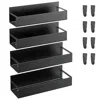 Fresh Fab Finds 4pcs Spice Rack Strong Magnetic Seasoning Storage Shelf With 8 Removable Hooks For Refrigerator Micr In Black
