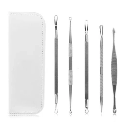 Fresh Fab Finds 5 Pcs Blackhead Remover Kit Pimple Comedone Extractor Tool Set Stainless Steel Facial Acne