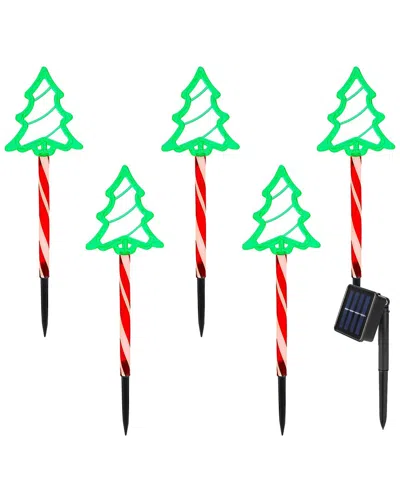Fresh Fab Finds 5-pack Christmas Pathway Stake Lights In Green