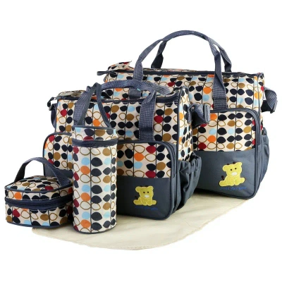 Fresh Fab Finds 5pcs Baby Nappy Diaper Bags Set Mummy Diaper Shoulder Bags With Nappy Changing Pad Insulated Pockets