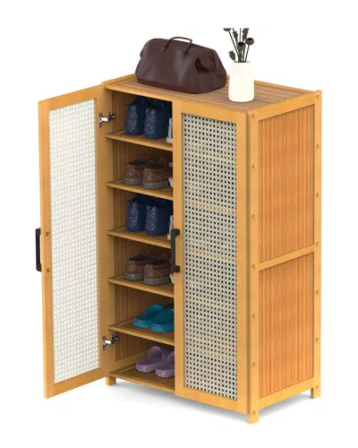 FRESH FAB FINDS FRESH FAB FINDS 6-TIER BAMBOO SHOE CABINET WITH 2 DOORS