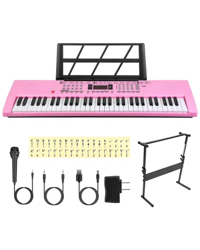 Fresh Fab Finds 61-key Digital Keyboard Electric Piano & Mic In Pink