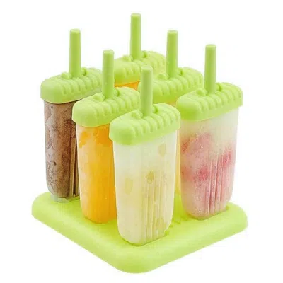 Fresh Fab Finds 6pcs Reusable Ice Pop Maker Diy Ice Cream Bar Mold Plastic In Green