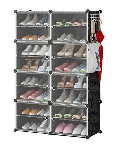 Fresh Fab Finds 8-tier 2-row Shoe Rack Organizer In Black