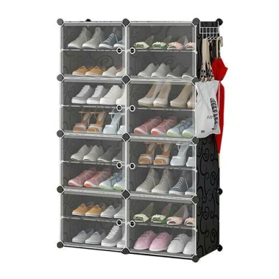 Fresh Fab Finds 8-tier 2-row Shoe Rack Organizer Stackable Free Standing Shoe Storage In Gray
