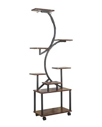 Fresh Fab Finds 8-tier Plant Stand With Grow Lights & Lockable Wheels In Brown