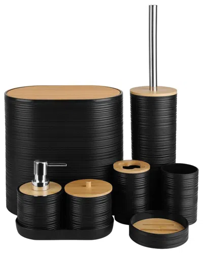 Fresh Fab Finds 8pc Bathroom Accessories Set In Black