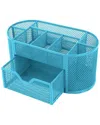 Fresh Fab Finds 9-compartment Mesh Pencil Holder Desk Organizer In Blue