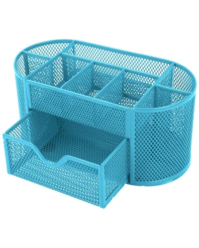 Fresh Fab Finds 9-compartment Mesh Pencil Holder Desk Organizer In Blue