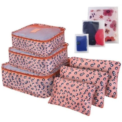 Fresh Fab Finds 9pcs Clothes Storage Bags Water-resistant Travel Luggage Organizer Clothing Packing Cubes For Blouse In Pink