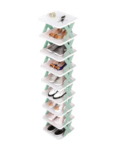Fresh Fab Finds 9tier Blue Narrow Entryway Shoe Rack In Green
