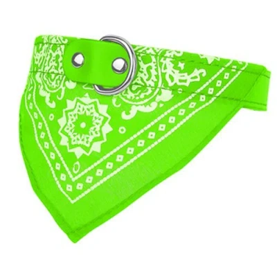 Fresh Fab Finds Adjustable Bandana Leather Pet Collar Triangle Scarf In Green