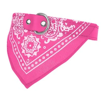 Fresh Fab Finds Adjustable Bandana Leather Pet Collar Triangle Scarf In Pink