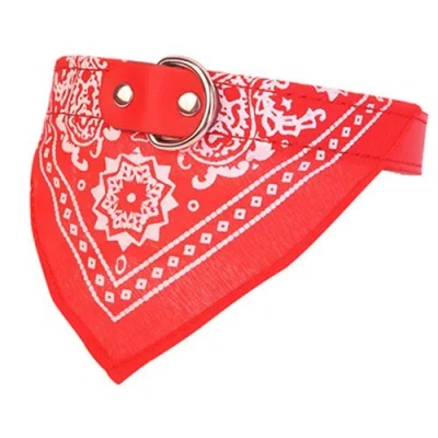 Fresh Fab Finds Adjustable Bandana Leather Pet Collar Triangle Scarf In Red