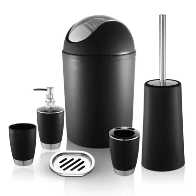 Fresh Fab Finds Bathroom Accessories Set 6 Pcs Bathroom Set Ensemble In Black