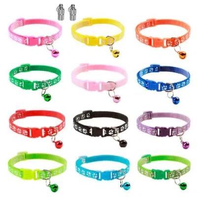 Fresh Fab Finds Cat Collar Adjustable Kitten Collar Pet Collar With Bell Name Tag Safety Buckle Collar In Multi