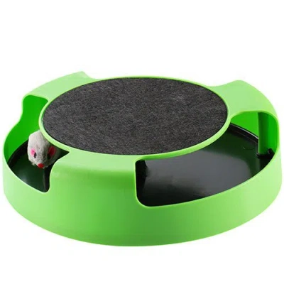 Fresh Fab Finds Cat Interactive Scratching Toy With Rotating Running Mouse Catching Plate Non-toxic Claw Kitten Toys In Green