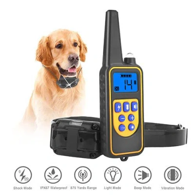 Fresh Fab Finds Dog Training Collar Ip67 Waterproof Pet Trainer 300mah Rechargeable 875 Yard Remote Control 4 Modes  In Black