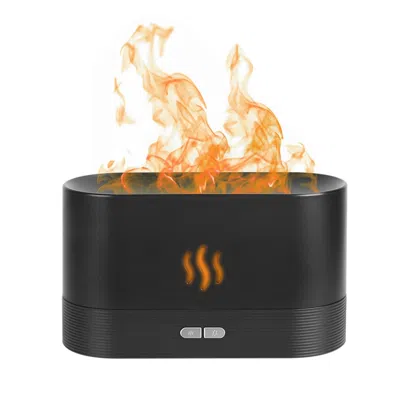 Fresh Fab Finds Flame Air Humidifier & Aroma Diffuser - 3d Design, 2 Brightness, Auto Off - Ideal For Bedroom, Home In Black
