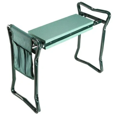 Fresh Fab Finds Foldable Garden Kneeler Seat With Kneeling Soft Cushion Pad Tools Pouch Portable Gardener Kneeling B In Green