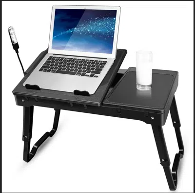 Fresh Fab Finds Foldable Laptop Table Bed Desk With Cooling Fan Mouse Board Led 4 Usb Ports Snacking Tray With Stora In Multi