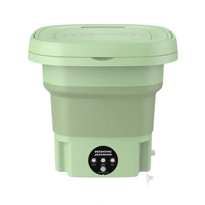 Fresh Fab Finds Foldable Portable Washing Machine With Detachable Drain Basket In Green