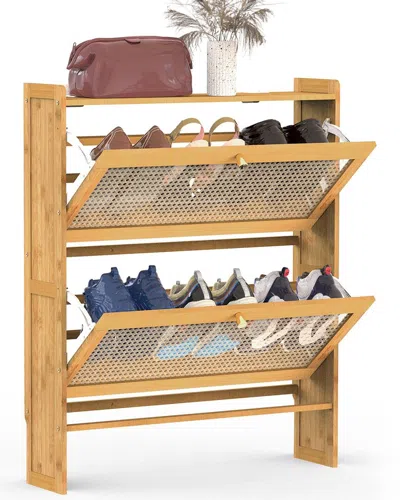 Fresh Fab Finds Newhome 2-tier Bamboo Shoe Cabinet In Brown