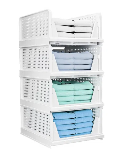Fresh Fab Finds Pack Of 4 Plastic Storage Box Closet Organizers In White