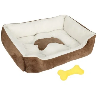 Fresh Fab Finds Pet Dog Bed Soft Warm Fleece Puppy Cat Bed Dog Cozy Nest Sofa Bed Cushion Mat For S/m Dog In Brown