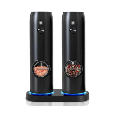 FRESH FAB FINDS RECHARGEABLE SALT AND PEPPER GRINDER SET LED ADJUSTABLE COARSENESS