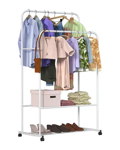Fresh Fab Finds Rolling Garment Hanging Rack In White