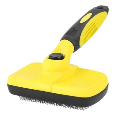 Fresh Fab Finds Self Cleaning Slicker Brush Pets Dogs Grooming Shedding Tools Pet Hair Grooming Remover In Yellow