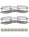 Fresh Fab Finds Set Of 2 Corner Shower Caddy Shelves With Adhesive Hooks In Black