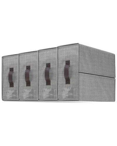 Fresh Fab Finds Set Of 4 Foldable Bed Sheet Set Storage Bins In Grey
