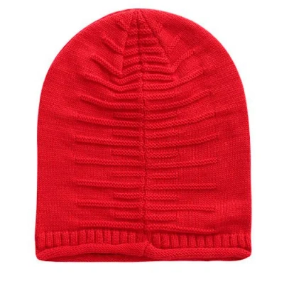 Fresh Fab Finds Unisex Knit Beanie Hat Winter Warm Hat Slouchy Baggy Hats Skull Cap 5 Colors In Red